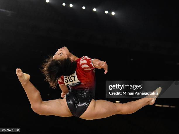 Mai Murakami of Japan competes on the floor exercise during the qualification round of the Artistic Gymnastics World Championships on October 4, 2017...