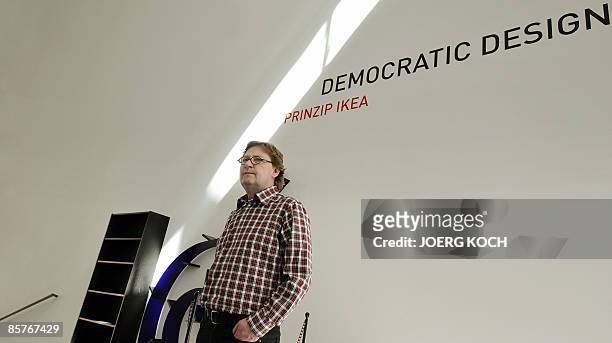 Lars Dafnaes, leader of the design department at Swedish flat pack furniture company IKEA, poses next to Ikea furniture on April 2, 2009 at the...