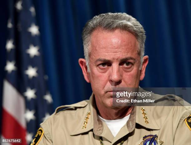 Clark County Sheriff Joe Lombardo speaks during a news conference at the Las Vegas Metropolitan Police Department headquarters to brief members of...
