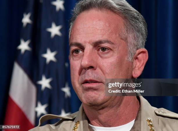 Clark County Sheriff Joe Lombardo speaks during a news conference at the Las Vegas Metropolitan Police Department headquarters to brief members of...