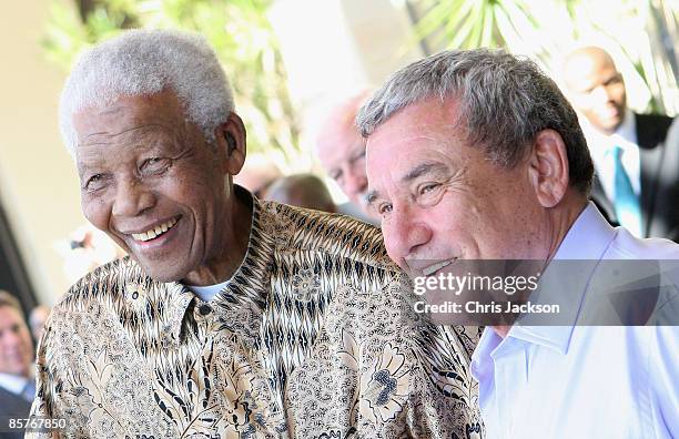 Nelson Mandela greets Sol Kerzner as he arrives at the new One&Only Cape Town resort on April 2, 2009 in Cape Town, South Africa. Today is the Grand...