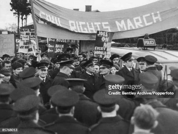 Civil rights campaigners in Derry demanding equality in housing, employment and voting rights for Catholics in Northern Ireland, 10th January 1969.