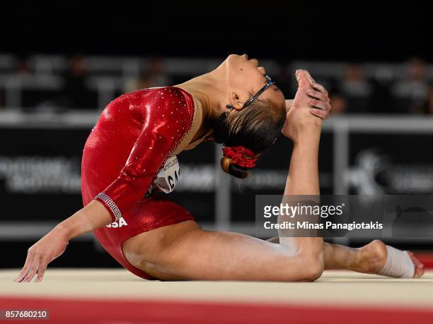 Morgan Hurd of the U.S. Competes in the floor exercise during the qualification round of the Artistic Gymnastics World Championships on October 4,...