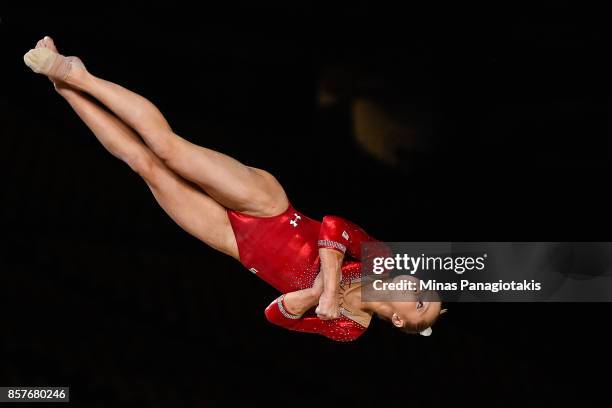 Ragan Smith of the U.S. Competes in the floor exercise during the qualification round of the Artistic Gymnastics World Championships on October 4,...