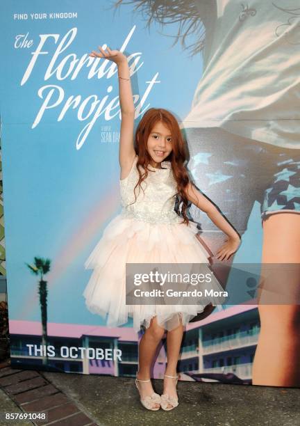 Actress Valeria Cotto poses during "THE FLORIDA PROJECT" Cast & Crew Orlando Premiere at The Enzian Theater on October 4, 2017 in Maitland, Florida.