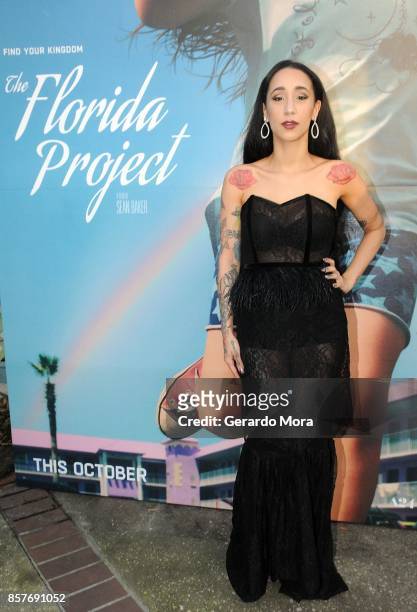 Actress Mela Murder poses during "THE FLORIDA PROJECT" Cast & Crew Orlando Premiere at The Enzian Theater on October 4, 2017 in Maitland, Florida.