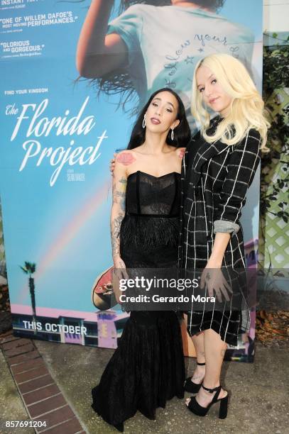 Actresses Mela Murder and Bria Vinaite pose during "THE FLORIDA PROJECT" Cast & Crew Orlando Premiere at The Enzian Theater on October 4, 2017 in...