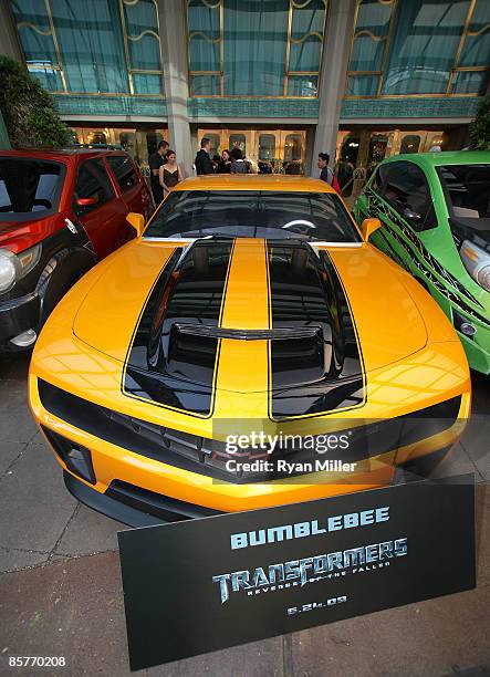 Transformers on display at the Paris Las Vegas during ShoWest, the official convention of the National Association of Theatre Owners, March 30, 2009...