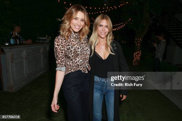 Arielle Vandenberg and Lauren Scruggs attend the Fossil x The Amber Interiors Launch Dinner at Lombardi House on October 4, 2017 in Los Angeles,...
