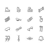 Individual sports devices as line icons
