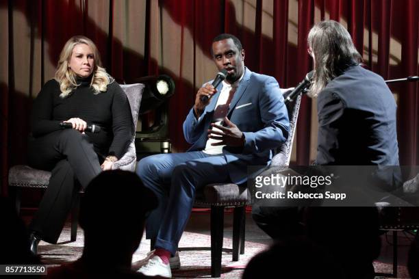President of Production, Film & Television for Live Nation Heather Parry and Sean "Diddy" Combs speak with GRAMMY Museum Executive Director Scott...