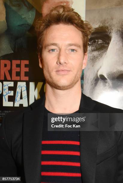 Actor Alexander Fehling attends the Paris Premiere of 'Three Peaks' as part of 22 th German Film Festival Opening Ceremony Cocktail at L'Arlequin on...