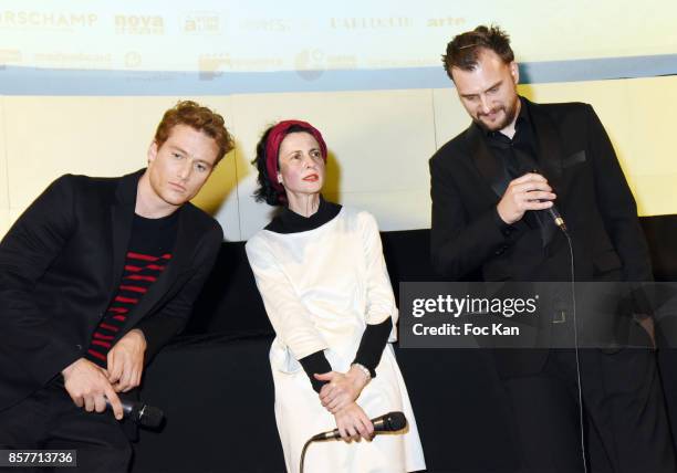 Actor Alexander Fehling, guest translator and director Jan Zabail attend the Paris Premiere of 'Three Peaks' as part of 22 th German Film Festival...