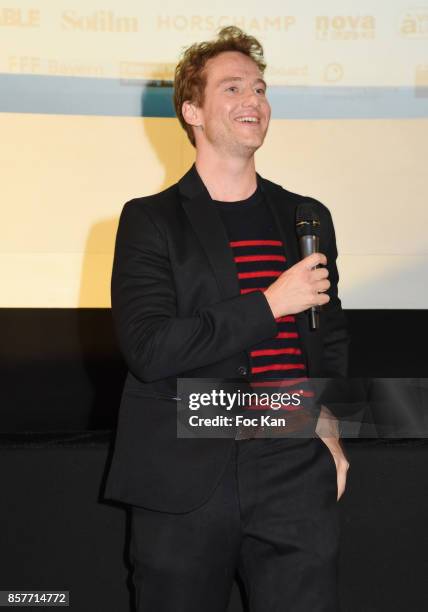 Actor Alexander Fehling attends the Paris Premiere of 'Three Peaks' as part of 22 th German Film Festival Opening Ceremony Cocktail at L'Arlequin on...