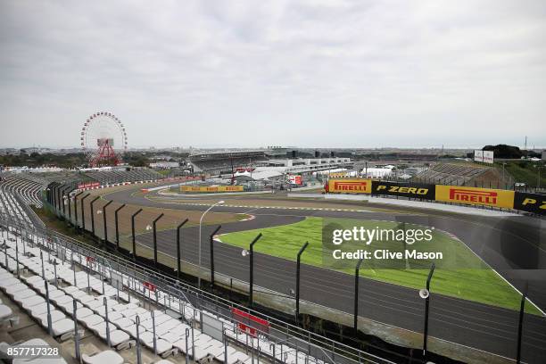 General view of the circuit during previews ahead of the Formula One Grand Prix of Japan at Suzuka Circuit on October 5, 2017 in Suzuka.