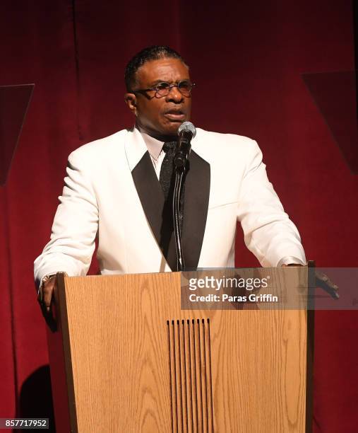 Actor Keith David speaks onstage at 96th Birthday Celebration For Dr. Joseph Lowery at Rialto Center for the Arts on October 4, 2017 in Atlanta,...