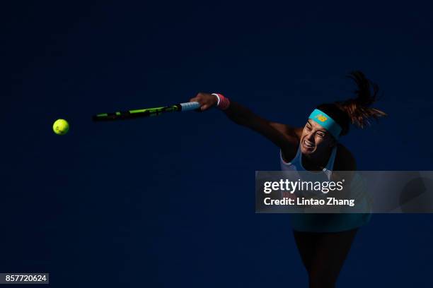 Sorana Cirstea of Romania returns a shot against Karolina Pliskova of the Czech Repubic during the Women's singles 3rd round on day six of 2017 China...