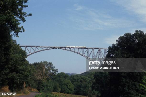 Le Viaduc du Viaur, realise par l'ingenieur Paul Bodin en 1902, disciple de Gustave Eiffel en aout 1993 en France.