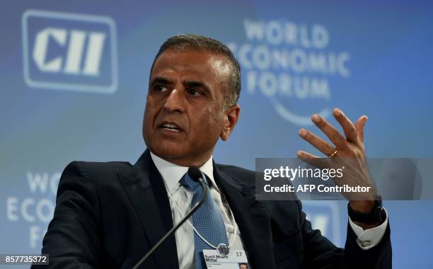 Sunil Bharti Mittal, founder of Bharti Enterprises, attends the India Economic Summit in New Delhi on October 5, 2017. The World Economic Forums...