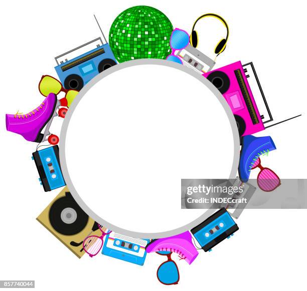 80s party icons - rollerskates stock illustrations