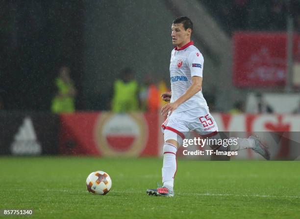 Slavoljub Srnic of Belgrad controls the ball during the UEFA Europa League group H match between 1. FC Koeln and Crvena Zvezda at RheinEnergieStadion...