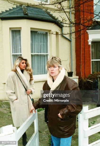 Mandy Smith and her mother Patsy leaving their home in London, 4th April 1989.