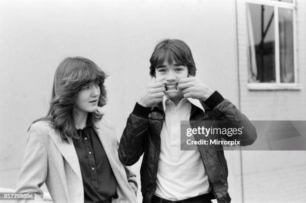 Stars of the BBC TV series 'Grange Hill ' Michelle Herbert, aged 15, who plays the part of Trisha Yates with Todd Carty who plays the part of Tucker...