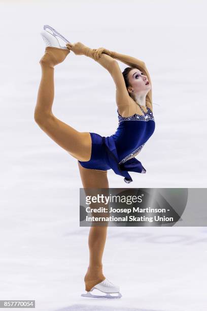 Kristina Shkuleta-Gromova of Estonia competes in the Ladies Short Program during day one of the ISU Junior Grand Prix of Figure Skating at Olivia Ice...