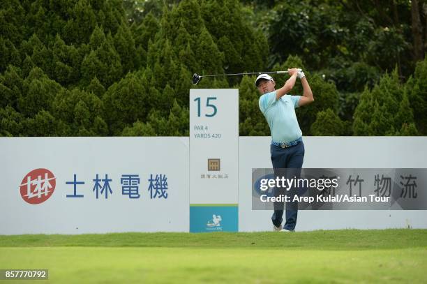 David Lipsky of USA in action during round one for the Yeangder Tournament Players Championship at Linkou lnternational Golf and Country Club on...