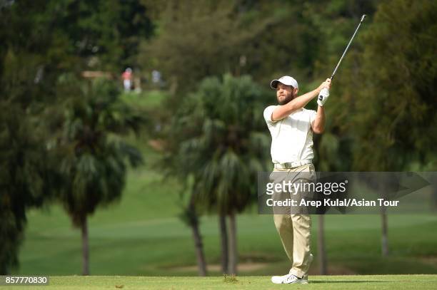 Dodge Kemmer of USA in action during round one for the Yeangder Tournament Players Championship at Linkou lnternational Golf and Country Club on...
