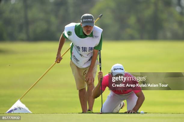 Javi Colomo of Spain in action during round one for the Yeangder Tournament Players Championship at Linkou lnternational Golf and Country Club on...