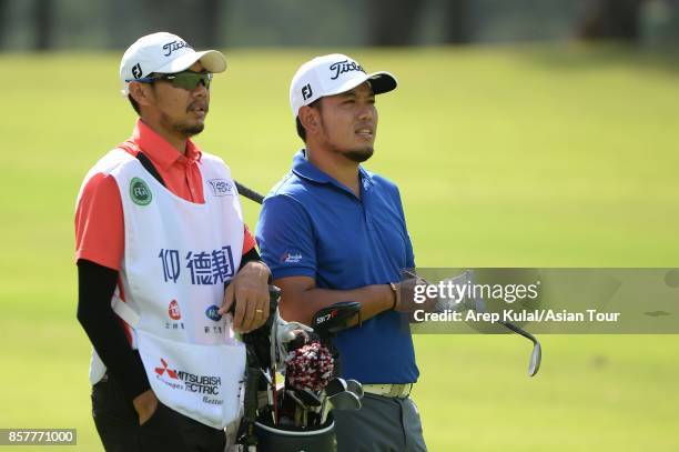 Chinnarat Phadungsil of Thailand in action during round one for the Yeangder Tournament Players Championship at Linkou lnternational Golf and Country...