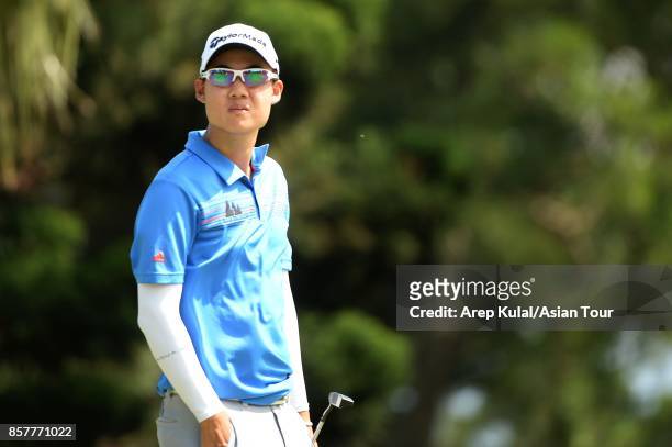 Jazz Janewattananond of Thailand in action during round one for the Yeangder Tournament Players Championship at Linkou lnternational Golf and Country...