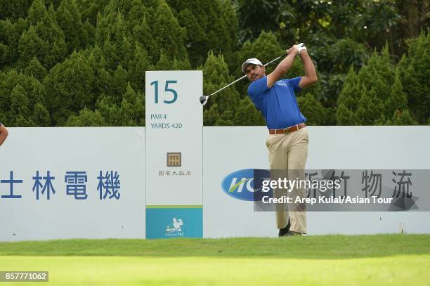 Gaganjeet Bhullar of India in action during round one for the Yeangder Tournament Players Championship at Linkou lnternational Golf and Country Club...