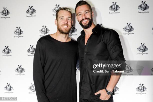 Dane Swan and Kris Smith arrives ahead of the Baroq House re-launch on October 5, 2017 in Melbourne, Australia.