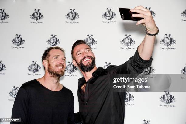 Dane Swan and Kris Smith arrives ahead of the Baroq House re-launch on October 5, 2017 in Melbourne, Australia.