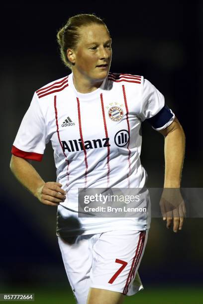 Melanie Behringer of Bayern Munich looks on during the UEFA Womens Champions League Round of 32: First Leg match between Chelsea Ladies and Bayern...