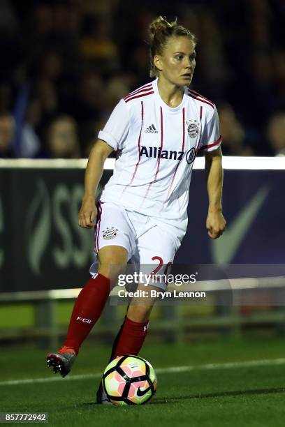 Leonie Maier of Bayern Munich in action during the UEFA Womens Champions League Round of 32: First Leg match between Chelsea Ladies and Bayern Munich...