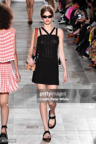 Myrthe Bolt walks the runway during the Sonia Rykiel show as part of the Paris Fashion Week Womenswear Spring/Summer 2018 on September 30, 2017 in...