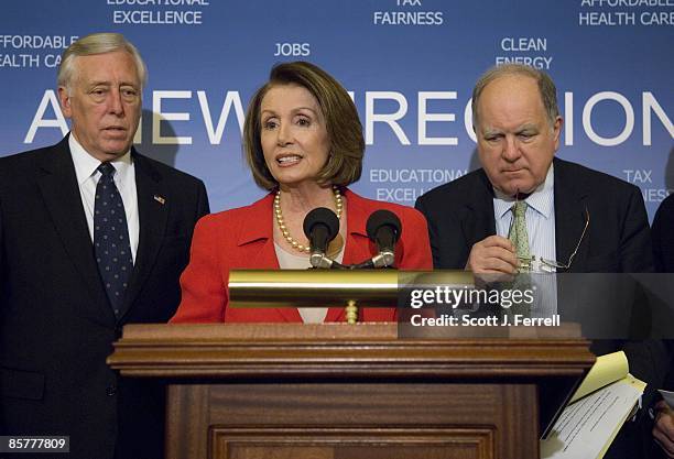 April 02: House Majority Leader Steny Hoyer, D-Md., House Speaker Nancy Pelosi, D-Calif., and House Budget Chairman John M. Spratt Jr., D-S.C.,...