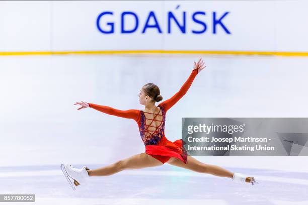 Alena Kostornaia of Russia competes in the Ladies Short Program during day one of the ISU Junior Grand Prix of Figure Skating at Olivia Ice Rink on...