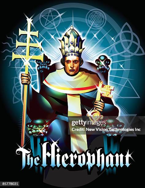 tarot, the hierophant - looking into camera studio stock illustrations