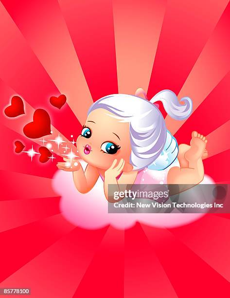 angel blowing kisses - blowing a kiss stock illustrations