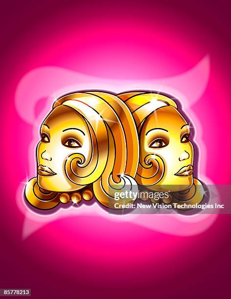 gemini zodiac - twins different stock illustrations