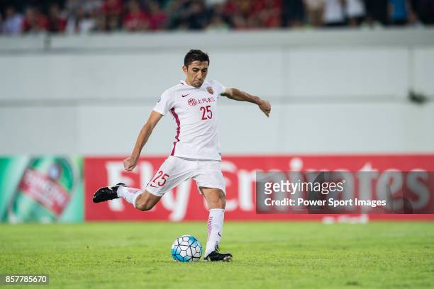 Shanghai FC Midfielder Akhmedov Odil in action during the AFC Champions League 2017 Quarter-Finals match between Guangzhou Evergrande vs Shanghai...