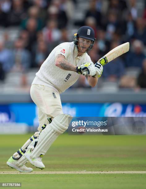 Ben Stokes of England batting during Day Two of the 3rd Investec Test Match between England and West Indies at Lord's Cricket Ground on September 8,...