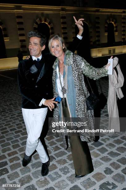 Vincent Darre and Dominique van den Bosh attend the "Diner Surrealiste" to celebrate the 241th birthday of "Maison Louis Roederer" on October 4, 2017...