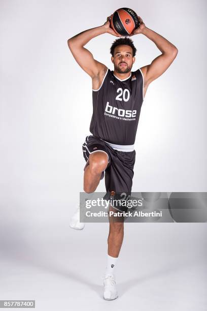 Elias Harris, #20 poses during Brose Bamberg 2017/2018 Turkish Airlines EuroLeague Media Day at Brose Arena on October 4, 2017 in Bamberg, Germany.