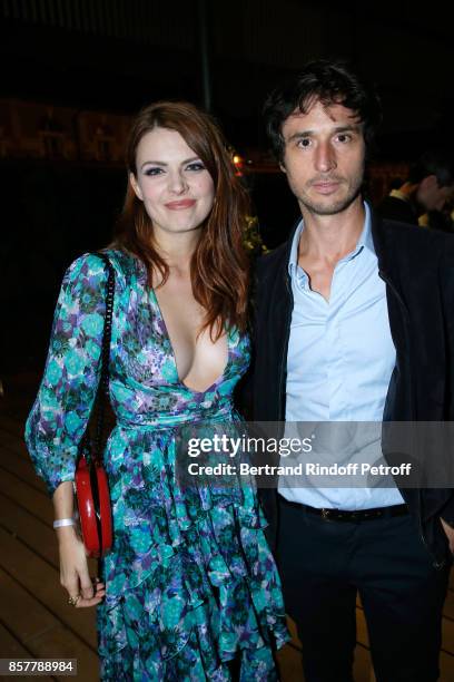 Singer Elodie Frege and actor Jeremie Elkaim attend the "Diner Surrealiste" to celebrate the 241th birthday of "Maison Louis Roederer" on October 4,...