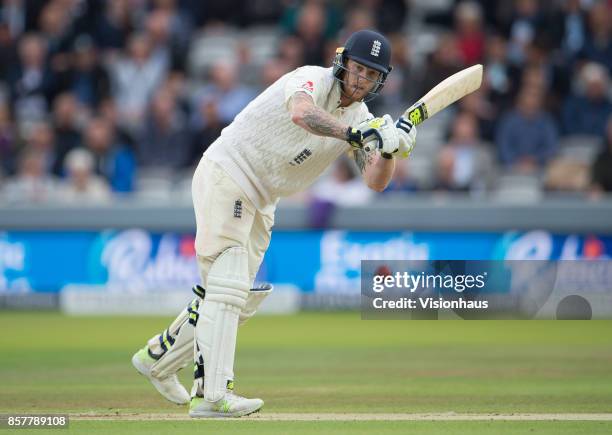 Ben Stokes of England batting during Day Two of the 3rd Investec Test Match between England and West Indies at Lord's Cricket Ground on September 8,...